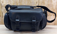 Vintage 1990s Large Sony Black Video Camera Bag, Camcorder Case, Leather, Strap for sale  Shipping to South Africa