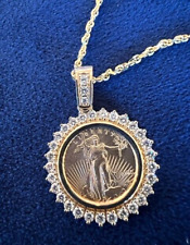 1-CT GENUINE DIAMONDS ~$5 GOLD AMERICAN EAGLE COIN~ 14-KT GOLD PENDANT ~$1688.88 for sale  Shipping to South Africa