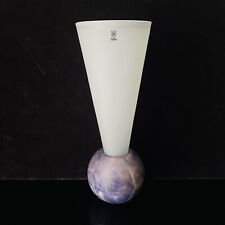 RARE Vtg PolsPotten Dutch Frosted Cone Glass Vase Purple Marbled Orb Base 15”, used for sale  Shipping to South Africa