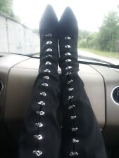  Thigh Knee High Stiletto Boots Sz 9 Black High Heel for sale  Shipping to South Africa