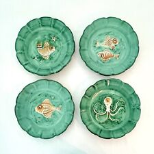RARE CAS Vietri 1954 MCM Gambone Era Hand Painted Fish Octopus 10" Plates Italy for sale  Shipping to South Africa