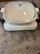 CORNING WARE ELECTRIC SKILLET HOT PLATE W/ 10"x10" SKILLET CASSEROLE GLASS LID, used for sale  Shipping to South Africa