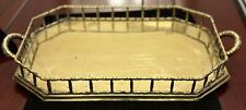 20” Vintage Hollywood Regency Octagon Brass Bamboo Tray Sides & Handles, used for sale  Shipping to South Africa