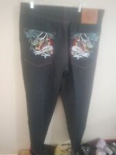 Men's Ed Hardy Jeans Dark Blue 42 x 32 NWOT Embroidered Dragons Y2K for sale  Shipping to South Africa