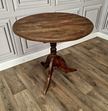 Vintage Round Rustic Solid Wood Wine Side Table Turned Pedestal Leg - Primitive for sale  Shipping to South Africa