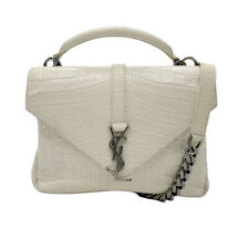 Autêntica bolsa de mão SAINT LAURENT tiracolo bolsa de ombro couro off white - z0618 comprar usado  Enviando para Brazil