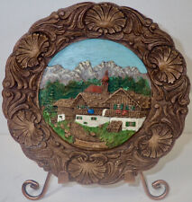 Vintage Mittenwald Alemanha 3-D Souvenir Plate Tray Hand-painted Madeira Prensada  comprar usado  Enviando para Brazil