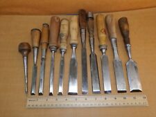Used, Lot of 10 vintage Woodworking chisels and one awl old craft tools for sale  Shipping to South Africa