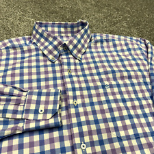 Camisa masculina Southern Tide grande botão para baixo azul roxo xadrez grade colarinho trabalho, usado comprar usado  Enviando para Brazil