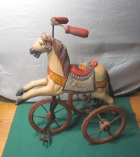 Triciclo antigo cavalo velocípede ferro forjado e madeira - esculpido e pintado à mão comprar usado  Enviando para Brazil