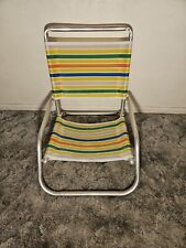 Vintage Folding Beach Chair Aluminum Low Profile Beach Lawn Chair Lightwieght for sale  Shipping to South Africa