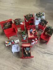 17 enfeites de Natal móveis de boneca madeira pintados à mão prateleira de piano vermelho branco comprar usado  Enviando para Brazil
