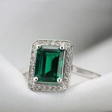 0.26 Carat Natural Diamond Womens Halo Ring Green Emerald Solid 950 Platinum for sale  Shipping to South Africa
