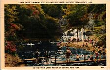 Cartão postal Lower Falls, piscina, Robert Treman State Park, NY 1940 nadadores, usado comprar usado  Enviando para Brazil