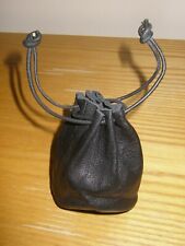 SMALL Black LEATHER DRAWSTRING WRIST POUCH change coin holder bag ladies gents for sale  UK
