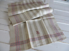 Antique Towel  German Rustic Linen  with Stripes Tea Bath Guest Hand Towel  JS, used for sale  Shipping to South Africa