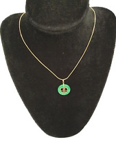 9ct Yellow Gold Jade pendant Chinese Symbol + Snake Link Chain Hallmarked for sale  Shipping to South Africa