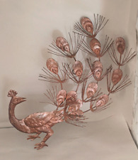 Used, Vintage Peacock Metal Sculpture Wall Art Copper Tone for sale  Shipping to South Africa