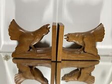 VTG. Carved Wood Fighting Bird Bookends Hand Carved Unique for sale  Shipping to South Africa
