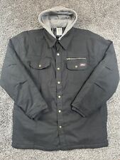 Dickies Mens Black Work Duck Canvas Quilt Lined Hooded Full Zip Button Jacket XL for sale  Shipping to South Africa