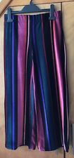 Ladies Primark multicoloured striped velour wlde leg crop trousers size 6, used for sale  WELSHPOOL
