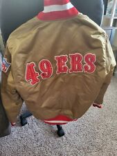 Vintage 80s NFL San Francisco 49ers Jacket Sz S Gold Satin Starter USA Bomber, used for sale  Magnolia