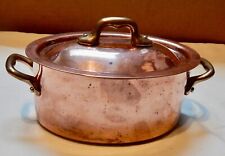 Oval Copper Pot Vintage Williams Sonoma Villedieu France  With Lid 6" x 4" 279D for sale  Shipping to South Africa