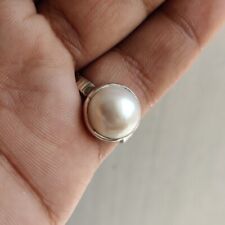 Cabochon Pearl Ring, 925 Sterling Silver Ring, Pearl Jewelry, Unisex Ring, June for sale  Shipping to South Africa