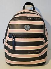 Mini bolsa mochila Tommy Hilfiger rosa preta branca listrada com bolsos com zíper comprar usado  Enviando para Brazil