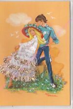 Cartão postal bordado casal bordada comprar usado  Enviando para Brazil