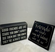 2 Home Decor Tabletop Sign Friendship “Good Friends” Black Rustic Barnes & Noble for sale  Shipping to South Africa