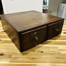 Used, Antique Oak 2 Drawer LIbrary Card Catalog File Desk wood Cabinet Japanned handle for sale  Shipping to South Africa