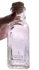 "Botella de vidrio transparente vintage de 1 libra miel pura en relieve con corcho de 6,5" segunda mano  Embacar hacia Argentina