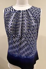 Calvin Klein Blue Abstract Pleaded Sleveless Blouse Shirt Size L, used for sale  Shipping to South Africa