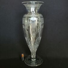 Large Hawkes ABP Cut & Engraved Rose Garlands & Windows Crystal Glass Vase 14.5", used for sale  Georgetown