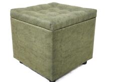 Used, 45cm Ottoman Footstool Cube Pouffe Wood Frame Storage Box w/ Lid - Green Velvet for sale  Shipping to South Africa