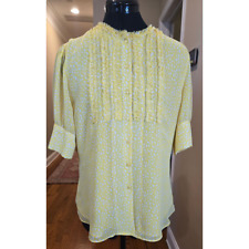 Anne Klein yellow and white button up blouse size 10 for sale  Shipping to South Africa