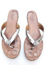Usado, Tanga Coach Flip Flap 7 B marrom prata sapatos femininos logotipo rasos comprar usado  Enviando para Brazil