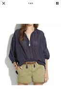 Madewell Navy Openview Tunic in Dotted Line Oversize Bouse Top Size XS A3516 for sale  Shipping to South Africa