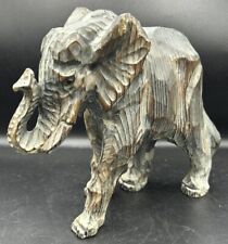 Vintage Hand Carved Wooden Elephant 8" Long Figurine Sculpture Home Decor for sale  Shipping to South Africa