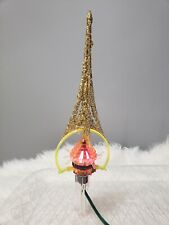 Vintage MERRY GLOW ROUND Light Sputnik Rotating Tree Topper Cathedral Gold MCM for sale  Portage