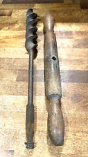 Broca broca broca Barn Beam 1 1/2” cabo de madeira ferramenta primitiva 17" vintage, antiga comprar usado  Enviando para Brazil