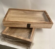 NEW - Lot of 3, Wooden Jewelry Display Case w/ tempered Glass Top for sale  Shipping to South Africa