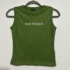 Ted Baker Green Tank Top Size S 100% Cotton Sleeveless UK 0, used for sale  Shipping to South Africa