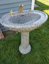 Celite gray white black Pedestal Oval Sink Indiana Gold Faucet Zin Plas handles for sale  Chicago