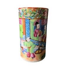 Porcelana rosa antiga família cantão chinesa do século XIX - Vaso de escova - Raro comprar usado  Enviando para Brazil
