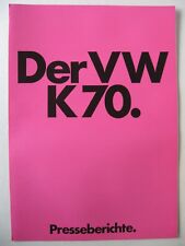 Folheto Presseberichte VW (NSU) K 70 1,6 90 HP K70 1971 1972 alemão comprar usado  Enviando para Brazil