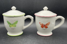 Williams-Sonoma by Marc Lacaze Set of 2 Butterfly Mug/Cup & Lid Lyncida/Eucharis for sale  Shipping to South Africa