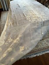 Vintage BANQUET Voile Madeira Tablecloth w/ Applique & Embroidery 123” Long! for sale  Shipping to South Africa