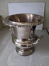 LARGE RETRO SILVER PLATED WINE CHAMPAGNE COOLER / ICE BUCKET - 9 1/2 INCH TALL for sale  Shipping to South Africa